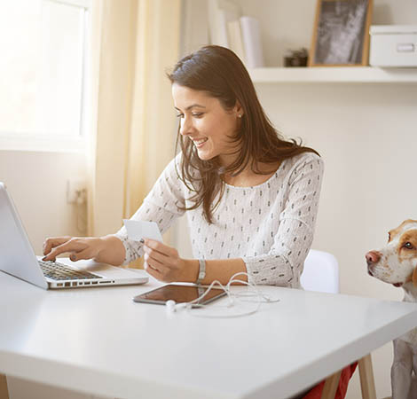 woman checking a check online